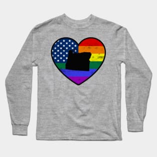 Oregon United States Gay Pride Flag Heart Long Sleeve T-Shirt